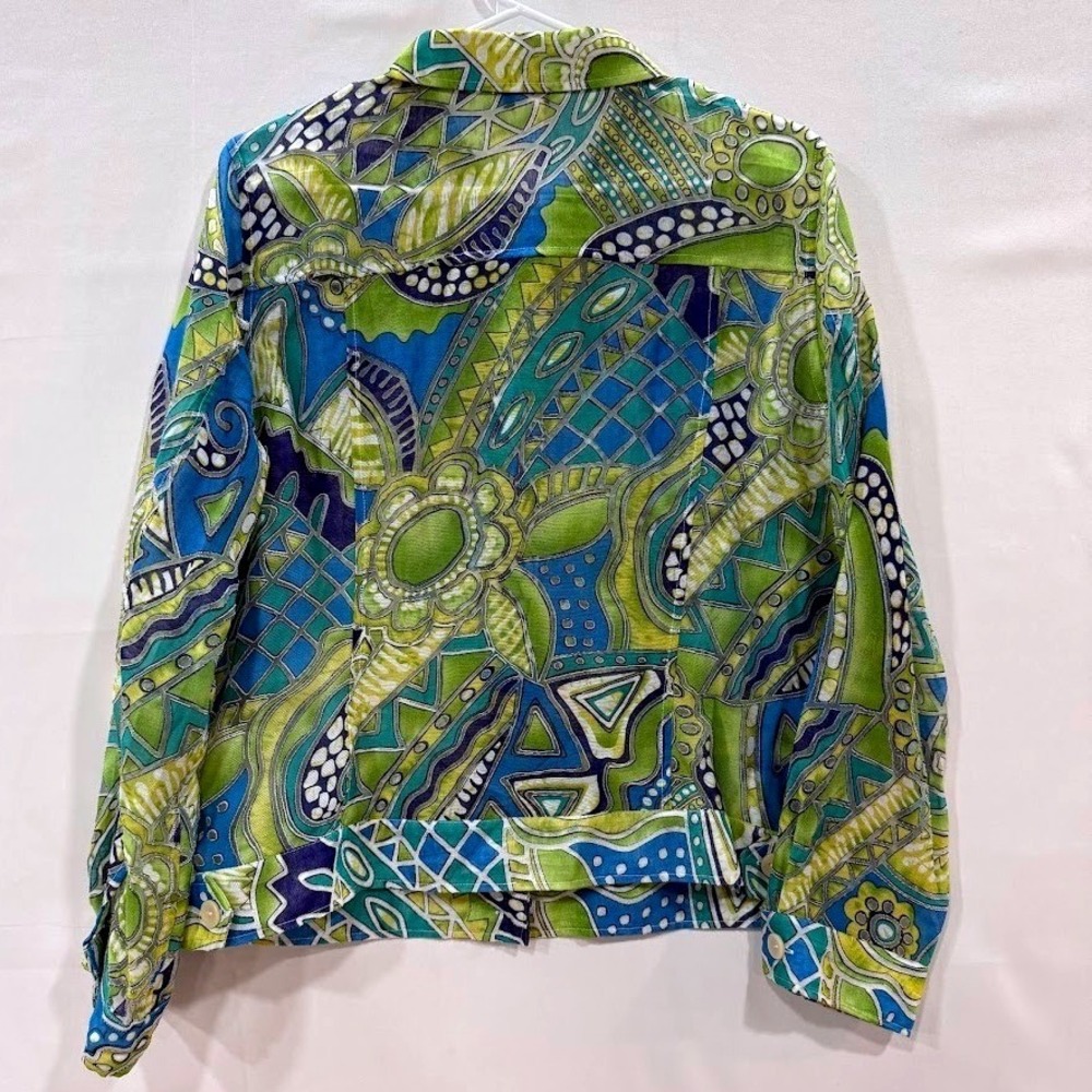 Christopher & Banks Button Shirt Womens L Multicolor Abstract Print Top - Picture 2 of 6
